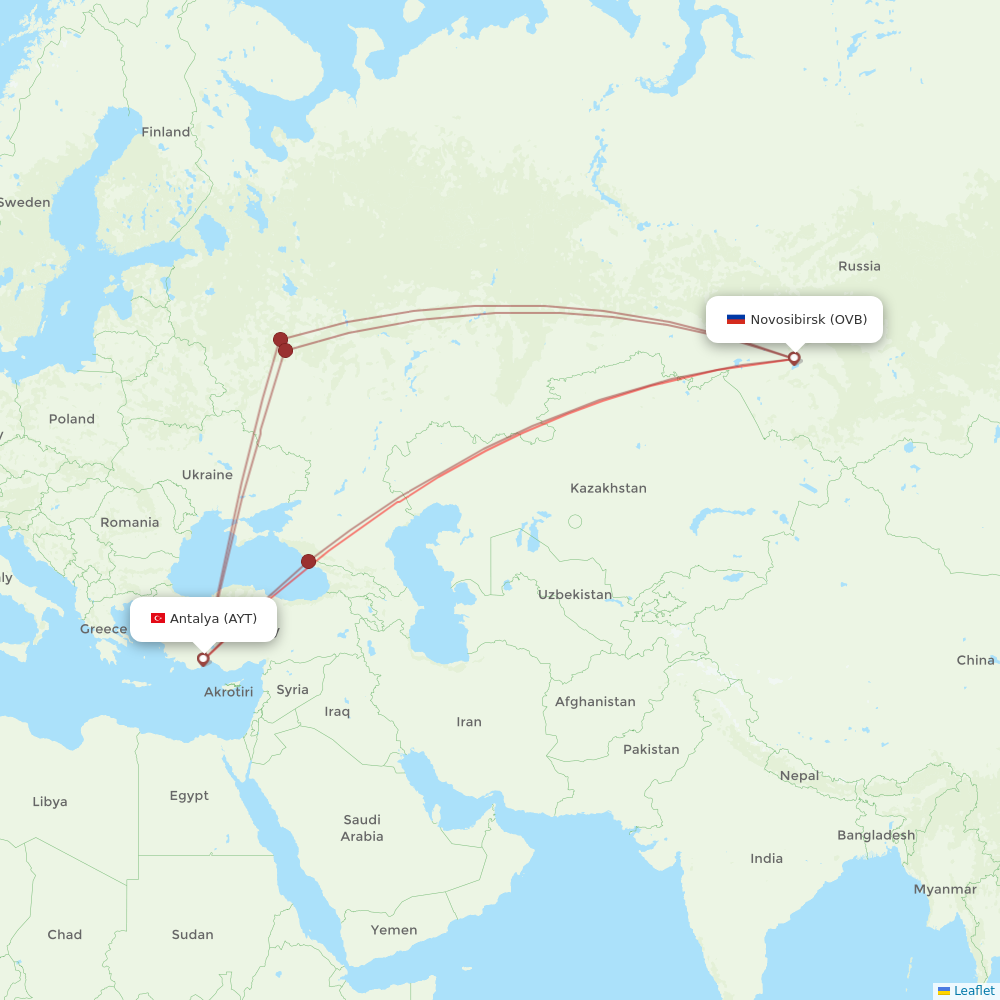 AZUR air flights between Novosibirsk and Antalya