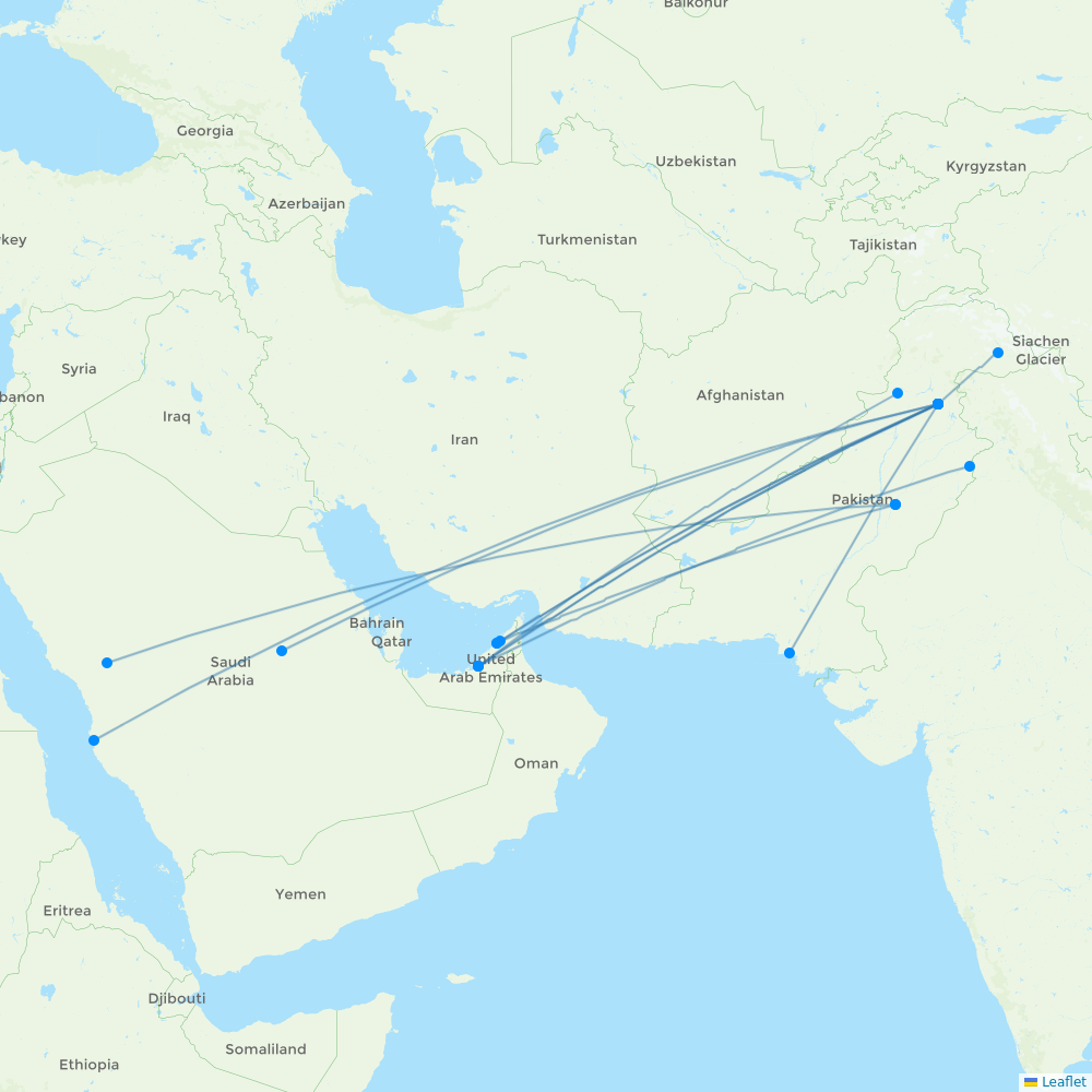 Airblue destination map