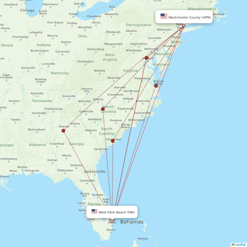 JetBlue Airways flights between West Palm Beach and Westchester County