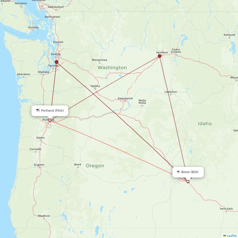 Alaska Airlines flights between Portland and Boise