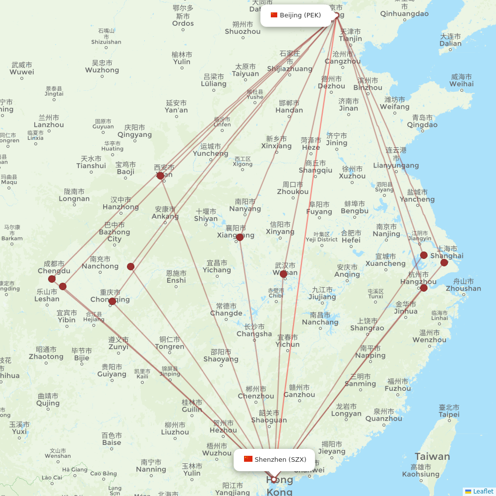 Shenzhen Airlines flights between Beijing and Shenzhen