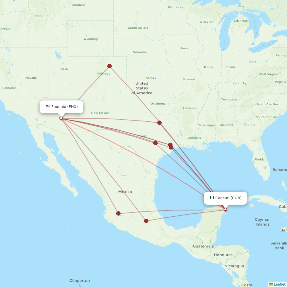 Flights from Phoenix to Cancun, PHX to CUN - Flight Routes