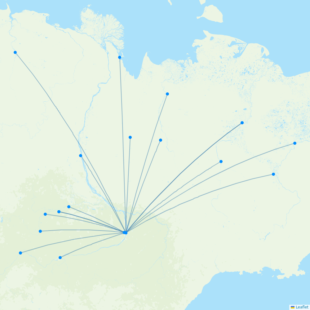 Polar Airlines destination map
