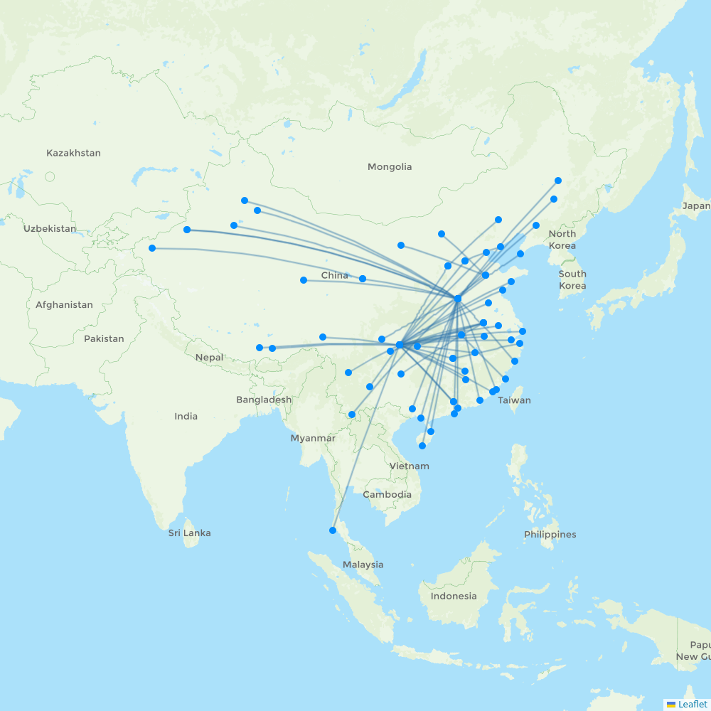 West Air (China) destination map