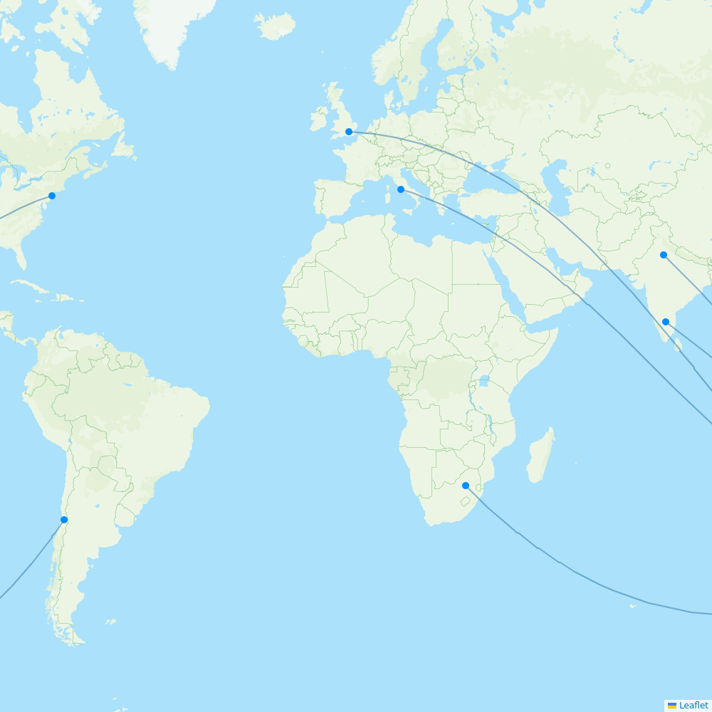 Qantas destination map