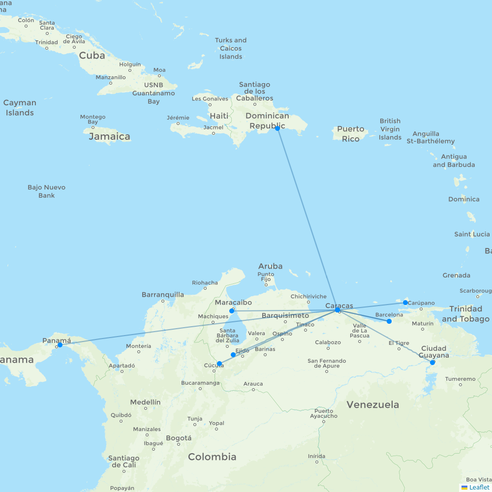 LASER Airlines destination map