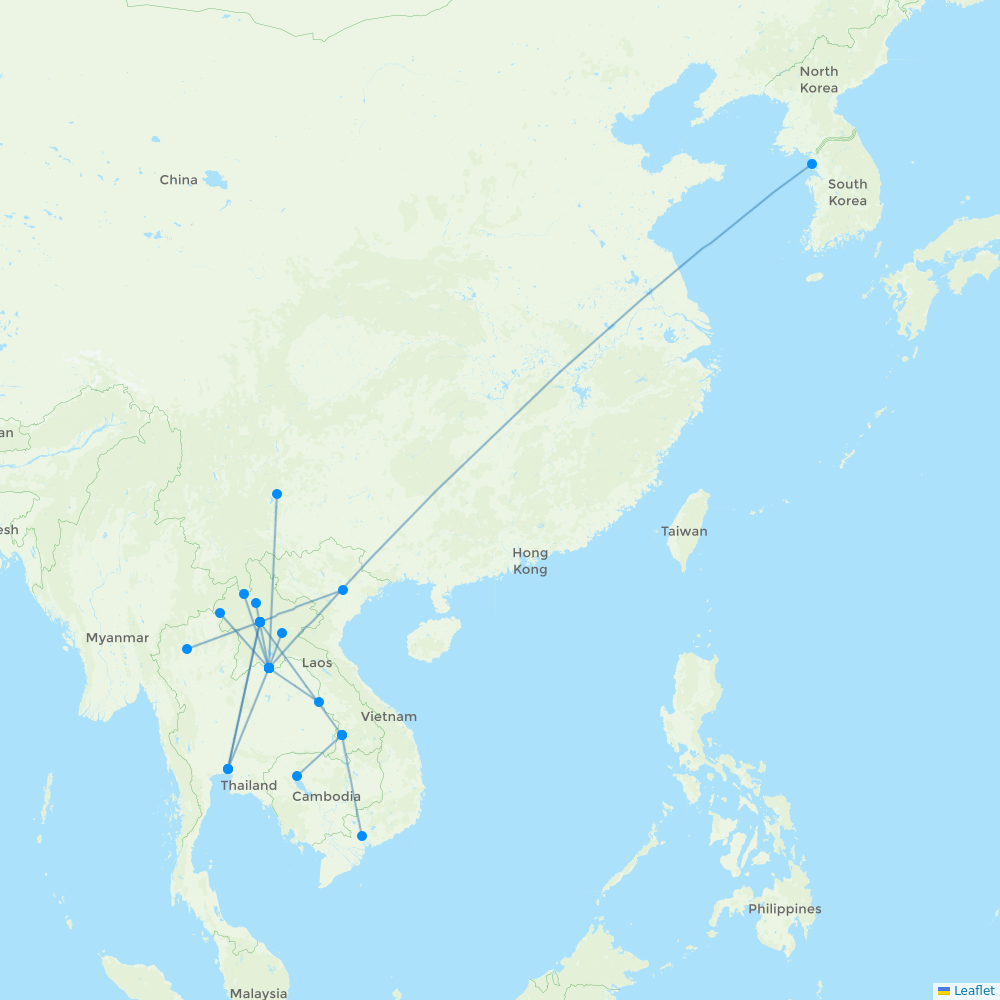 Lao Airlines destination map