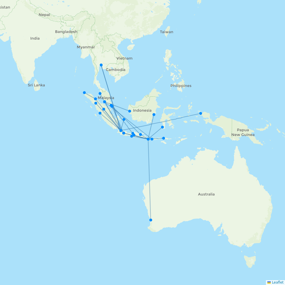 Indonesia AirAsia destination map