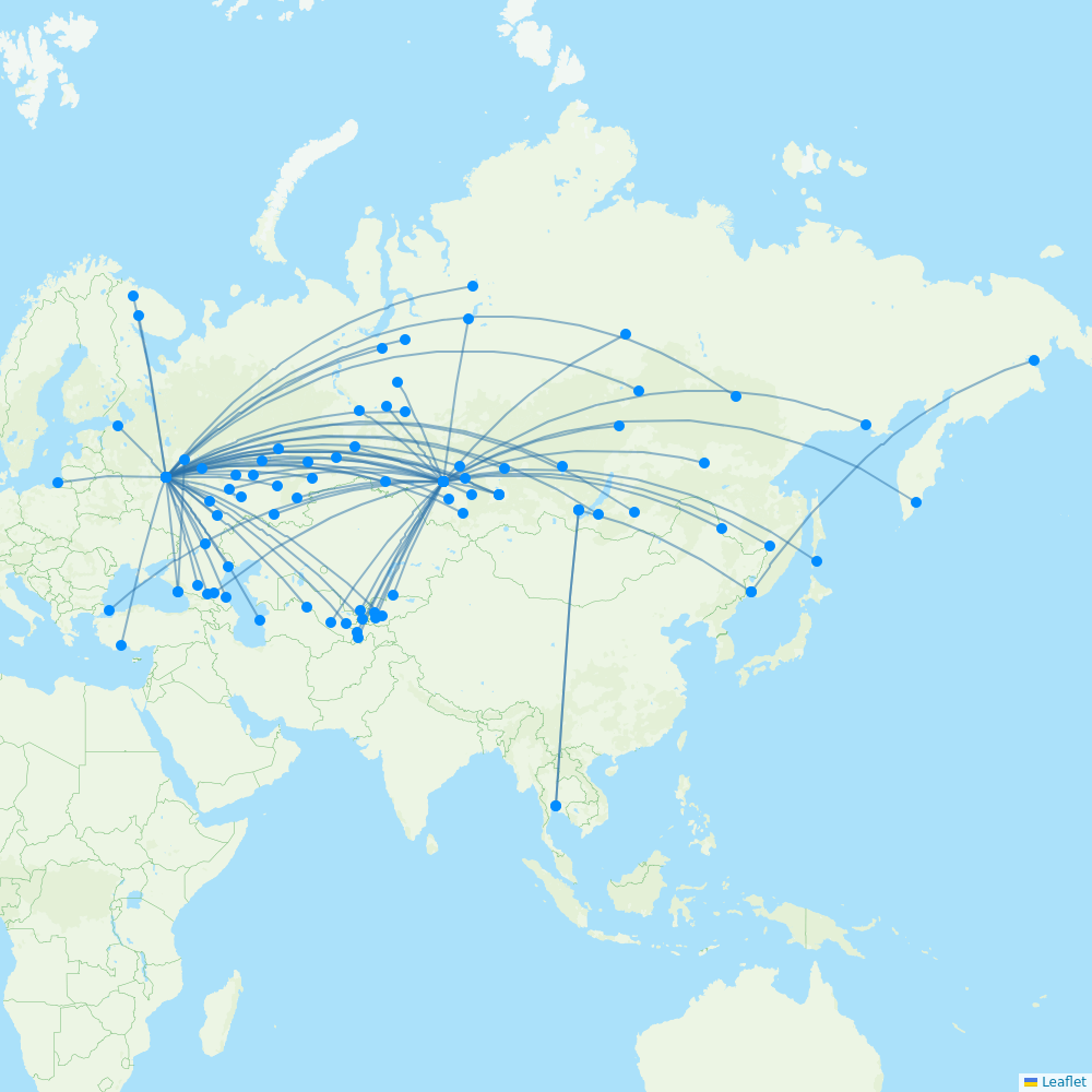 S7 Airlines destination map
