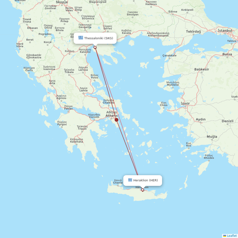 Sky Express flights between Thessaloniki and Heraklion