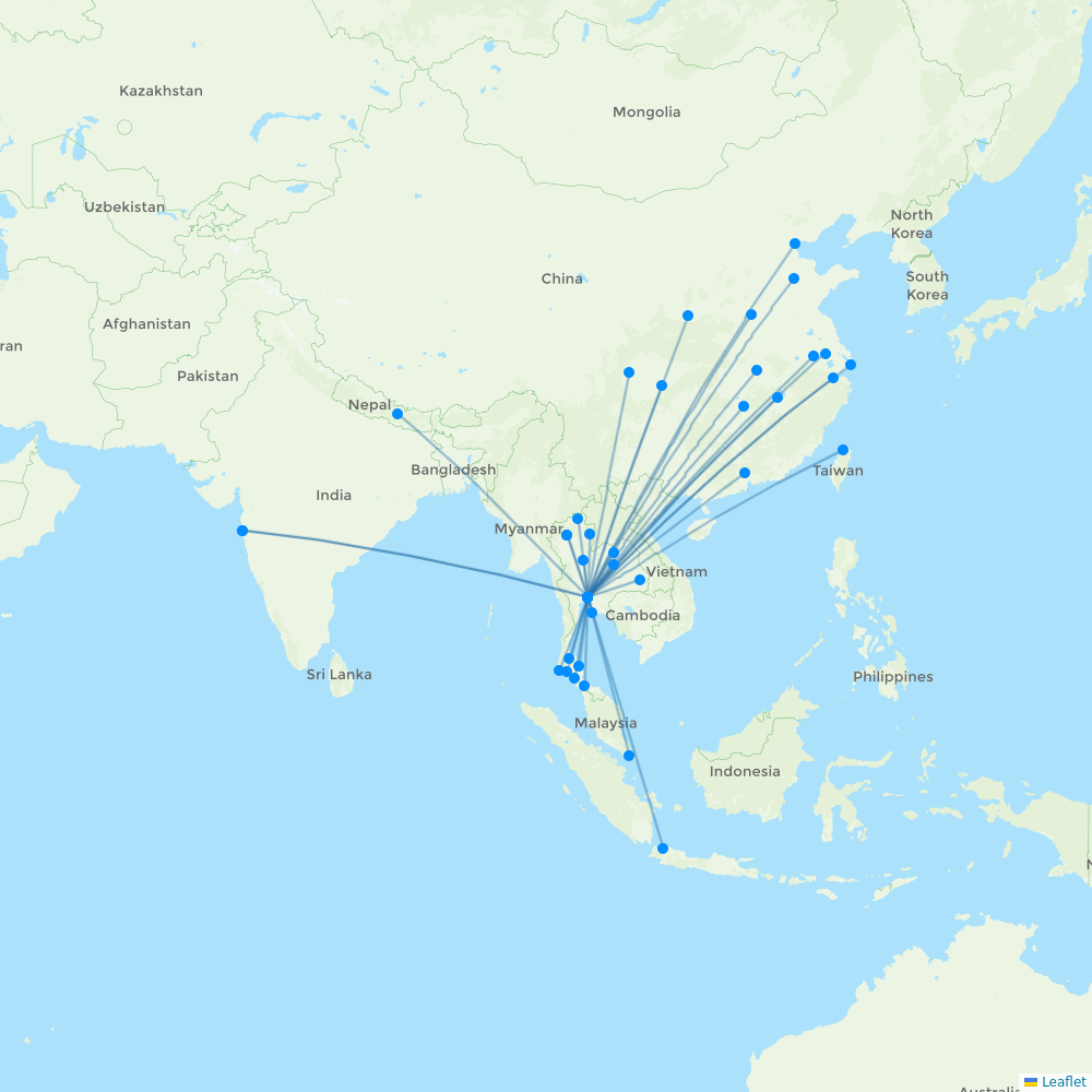 Thai Lion Air destination map