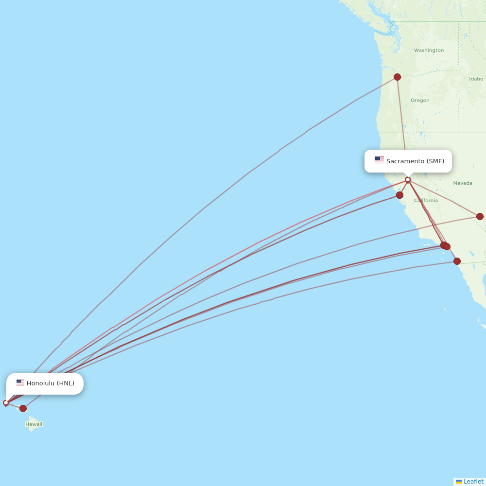 Hawaiian Airlines flights between Sacramento and Honolulu