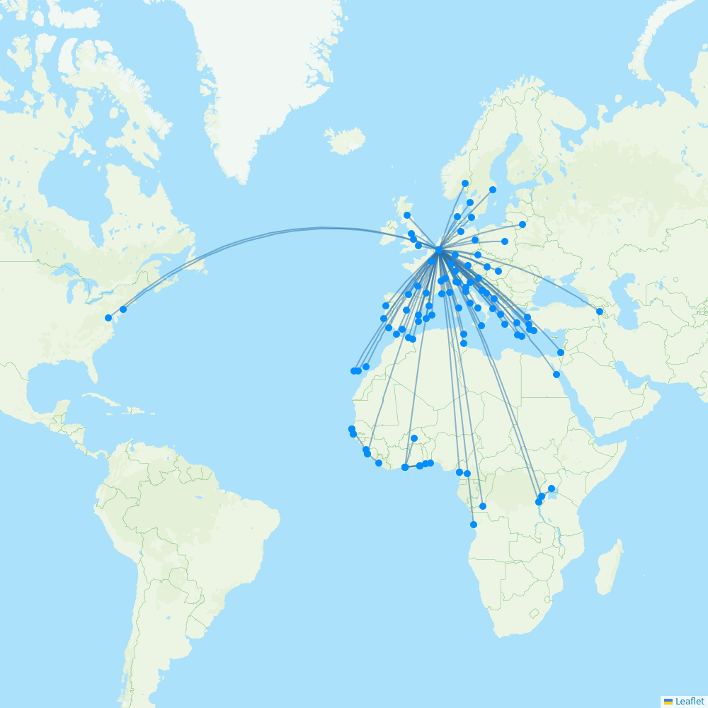 Brussels Airlines destination map
