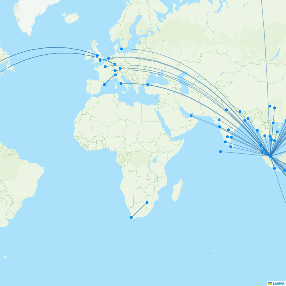 Singapore Airlines destination map