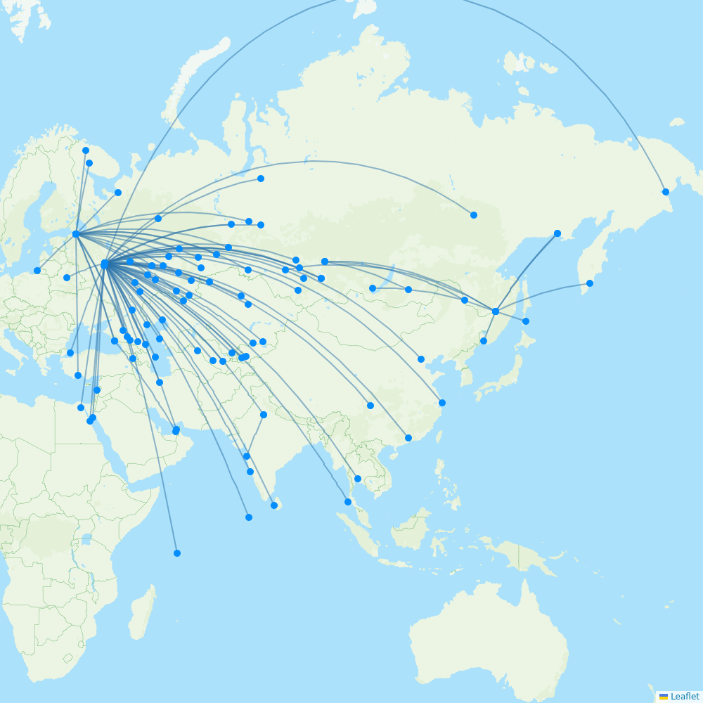 Aeroflot destination map