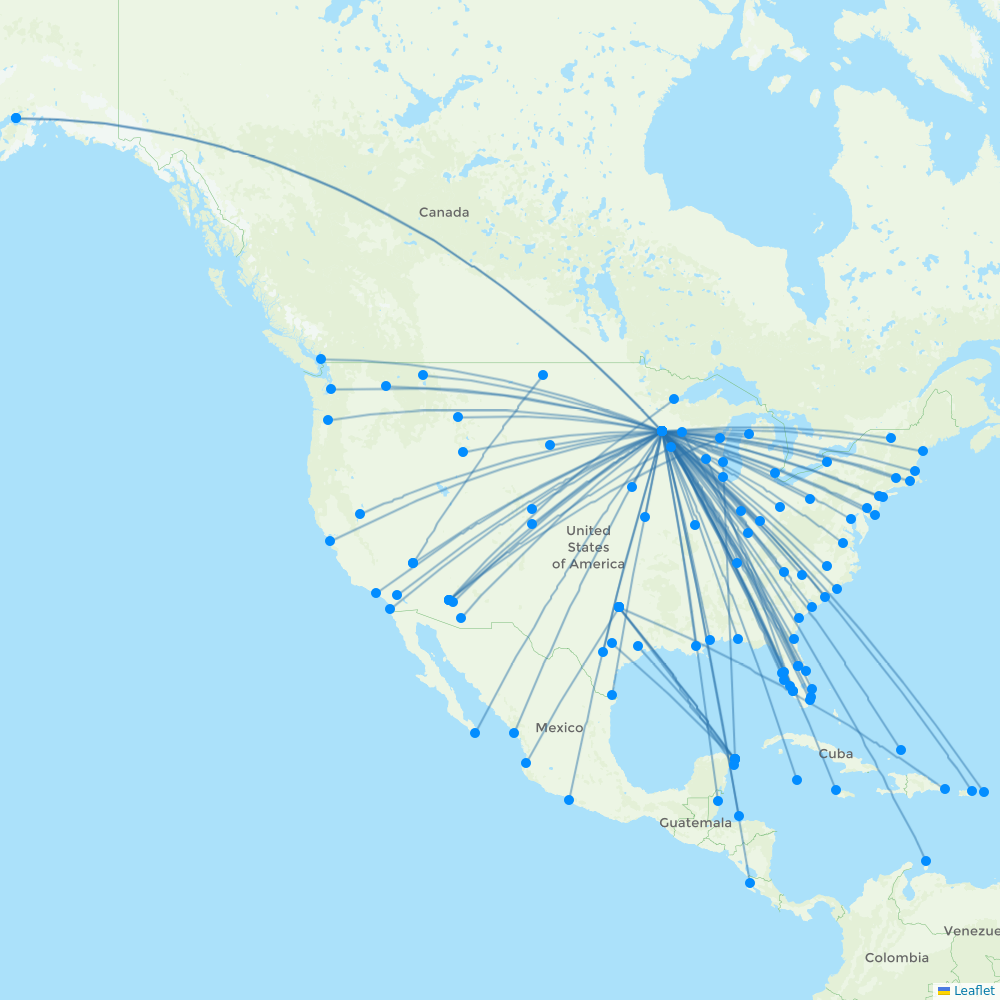 Sun Country Airlines destination map