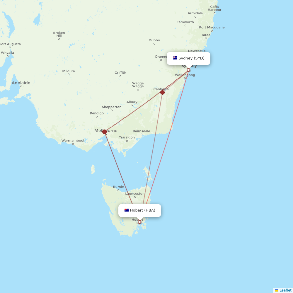 Jetstar flights between Sydney and Hobart