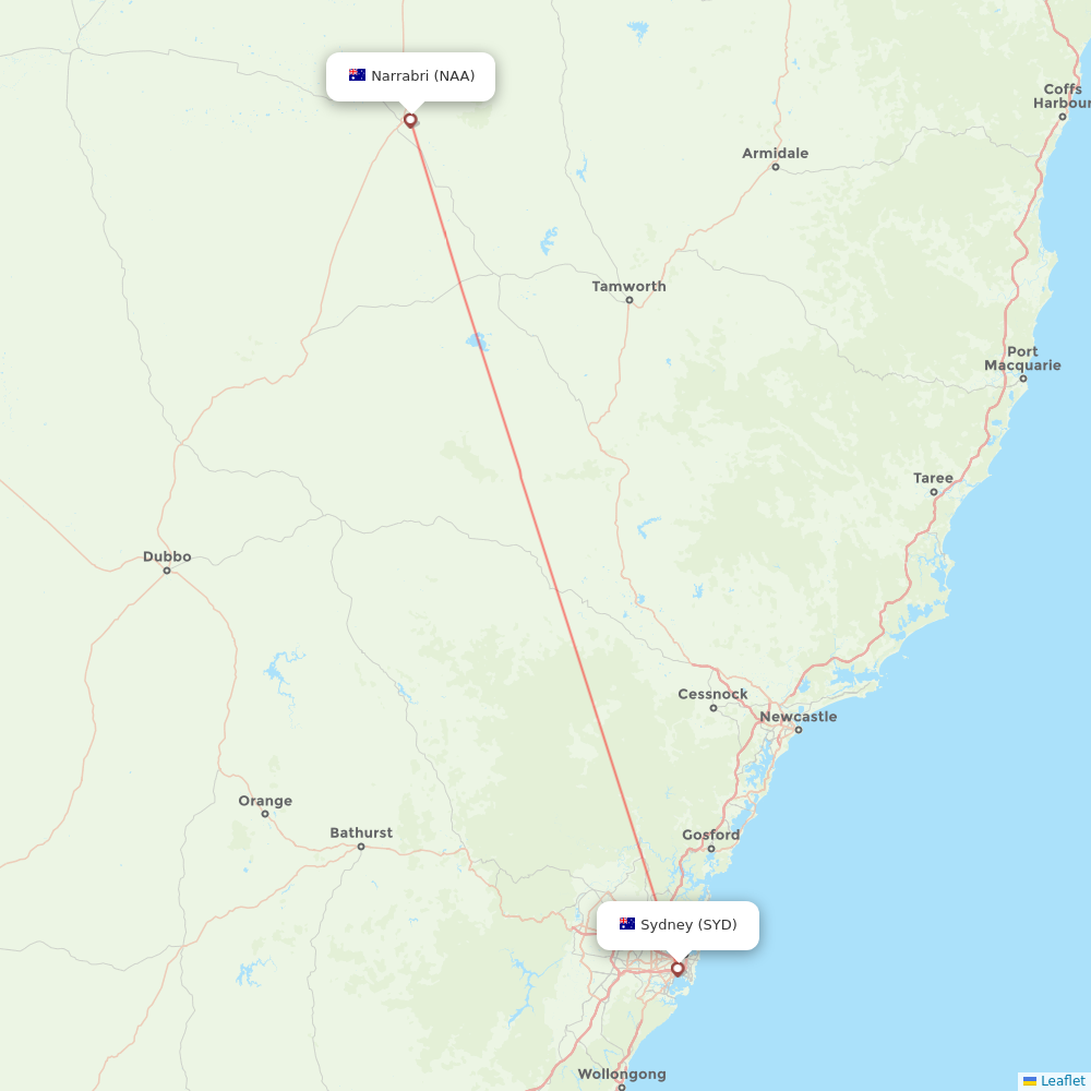 VivaColombia flights between Sydney and Narrabri