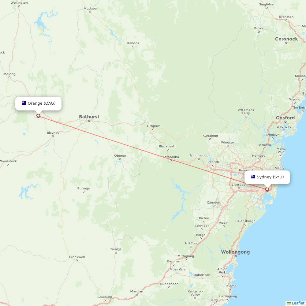 Rex Regional Express flights between Sydney and Orange