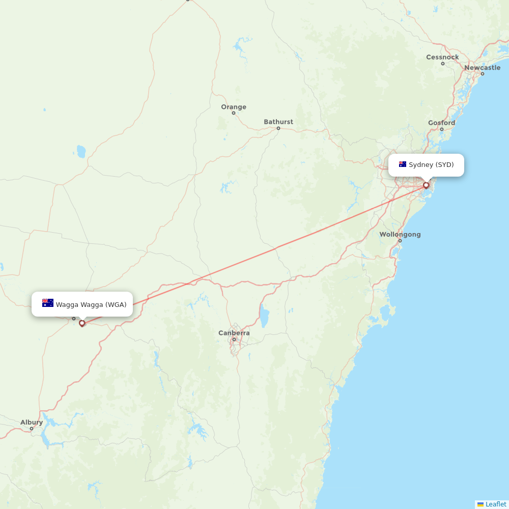Rex Regional Express flights between Sydney and Wagga Wagga