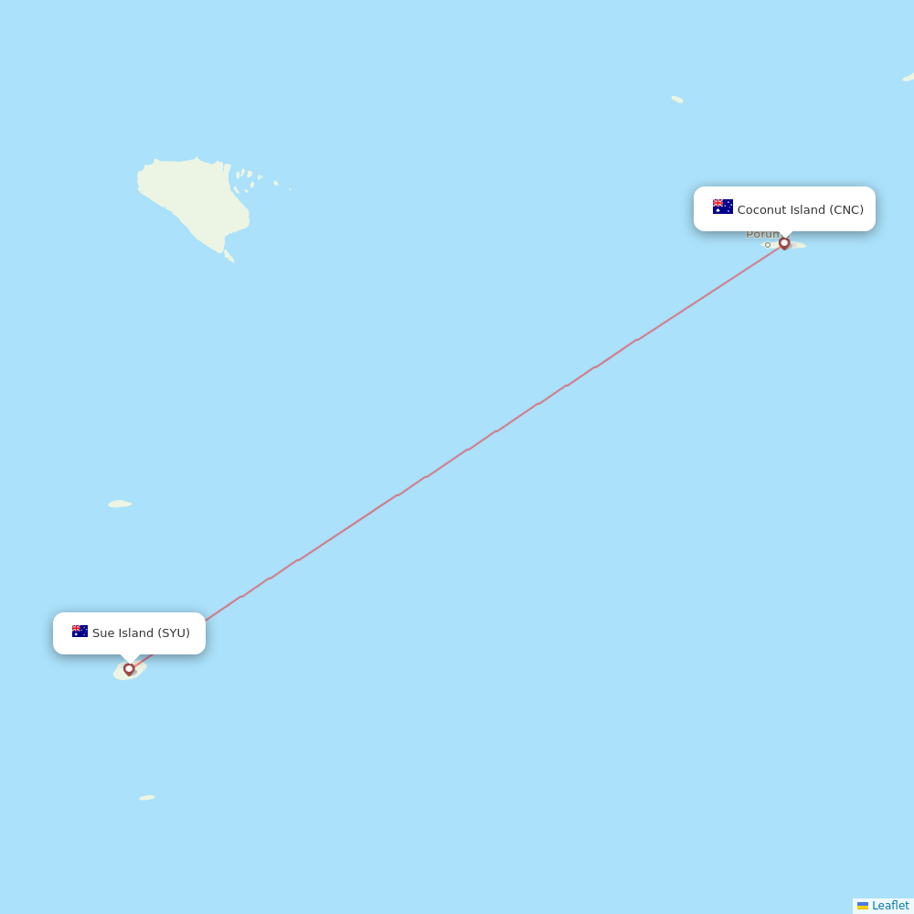 Skytrans Airlines flights between Sue Island and Coconut Island