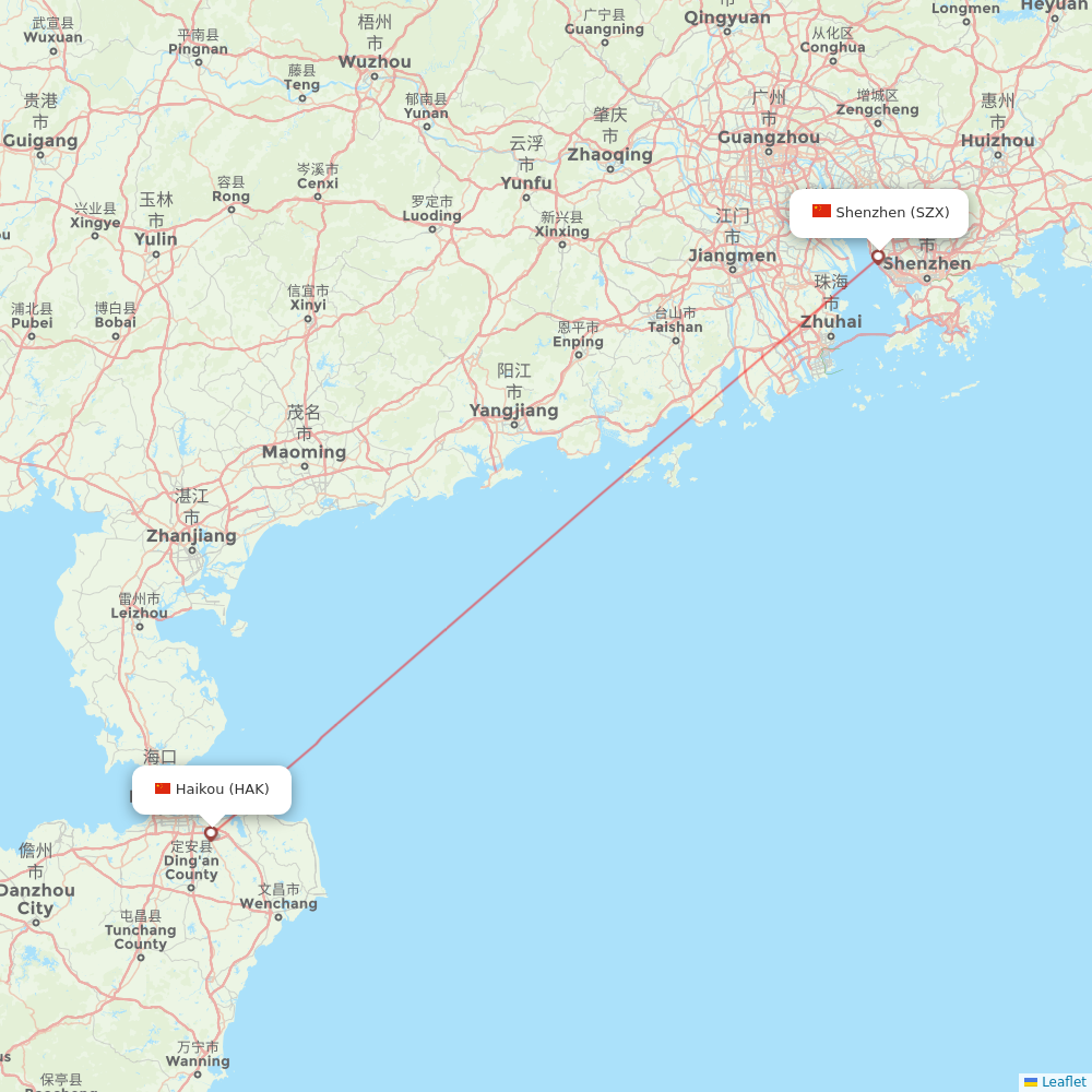 Shenzhen Airlines flights between Shenzhen and Haikou