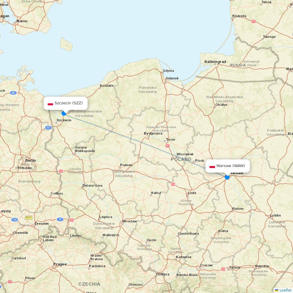 LOT - Polish Airlines flights between Szczecin and Warsaw