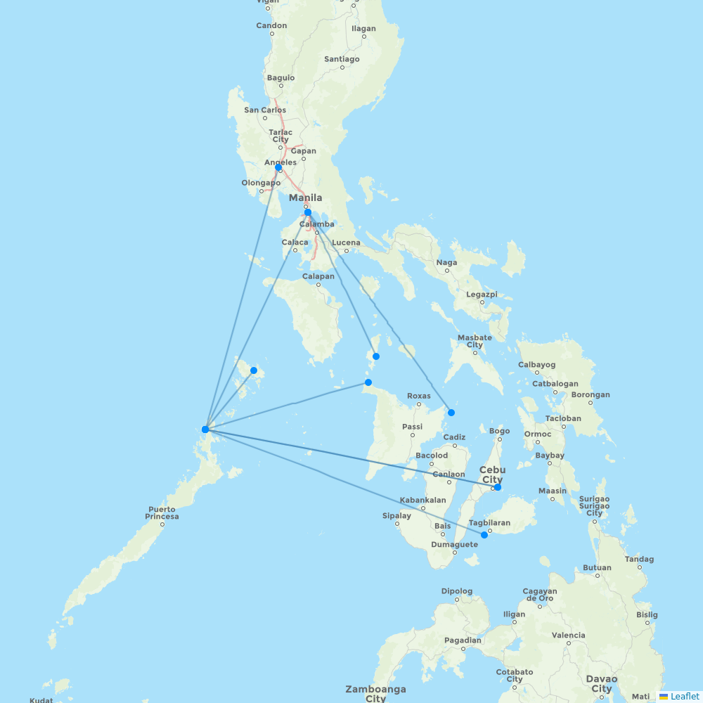 AirSWIFT destination map