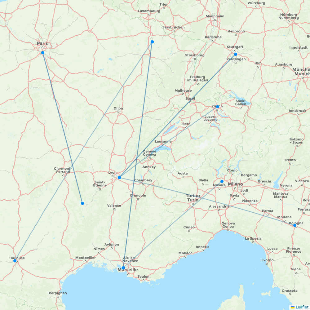 Transcarga destination map