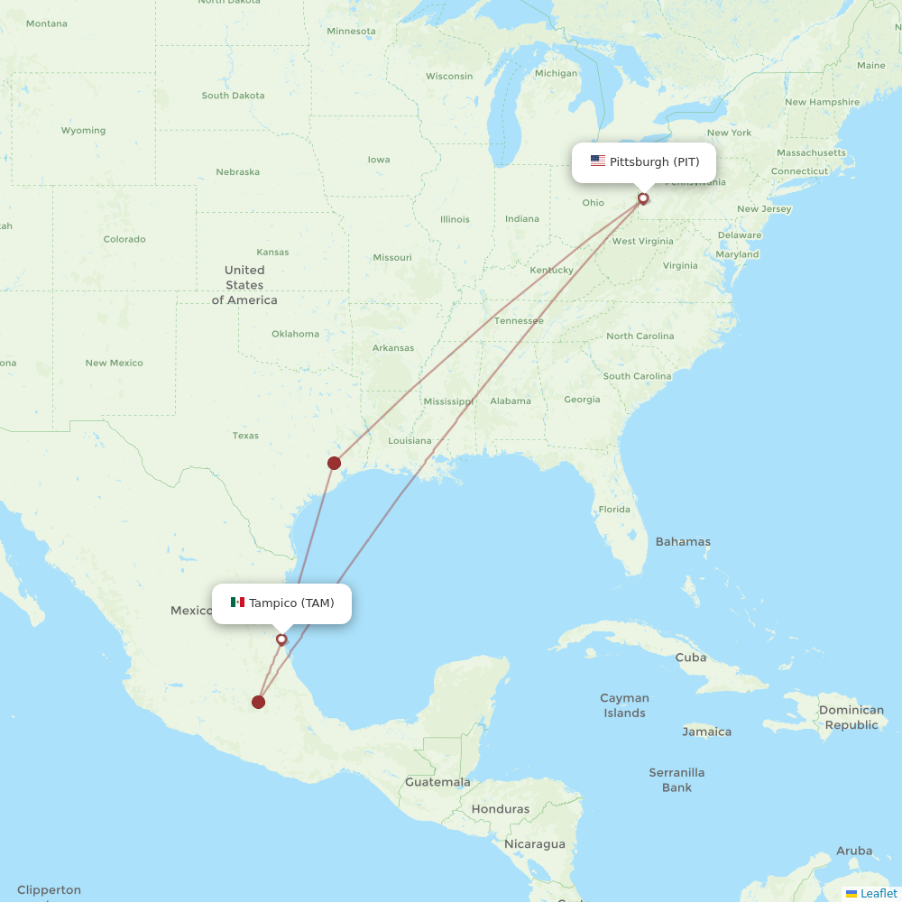 Flights From Tampico To Pittsburgh, Tam To Pit - Flight Routes