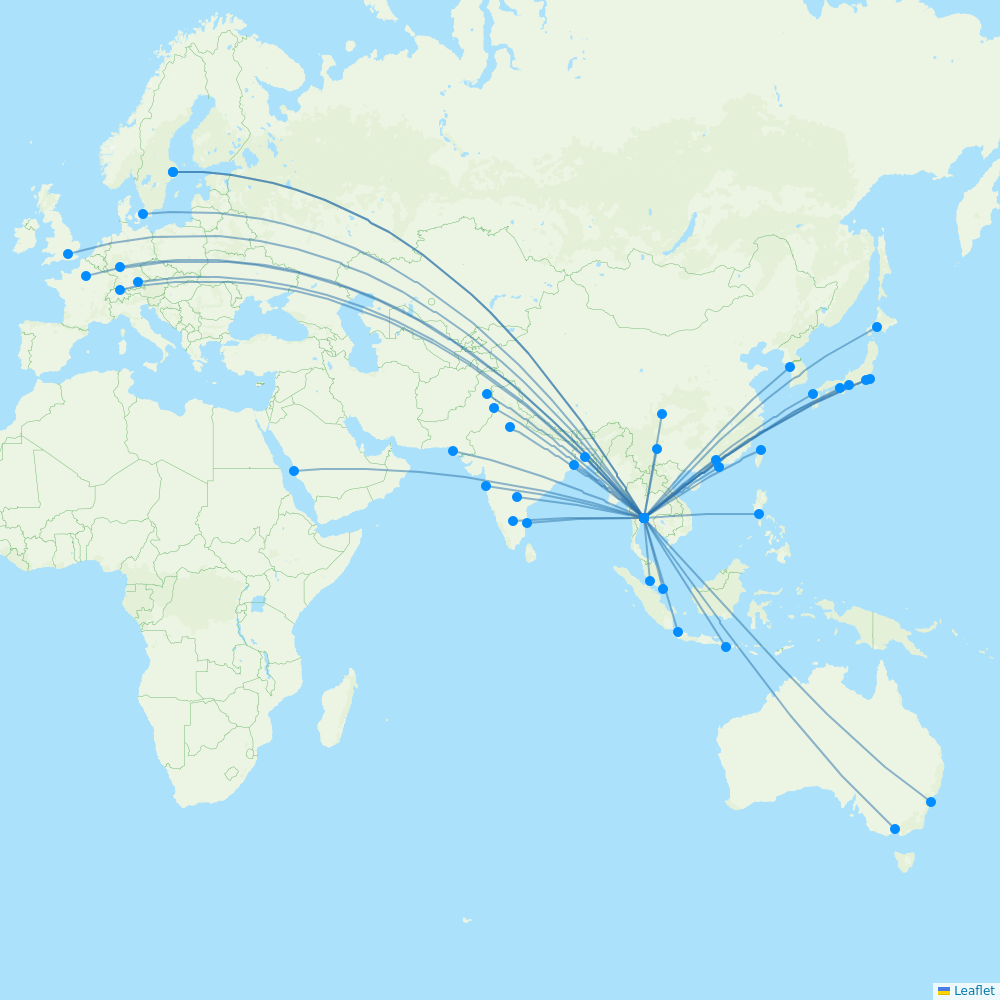 Thai Airways International destination map