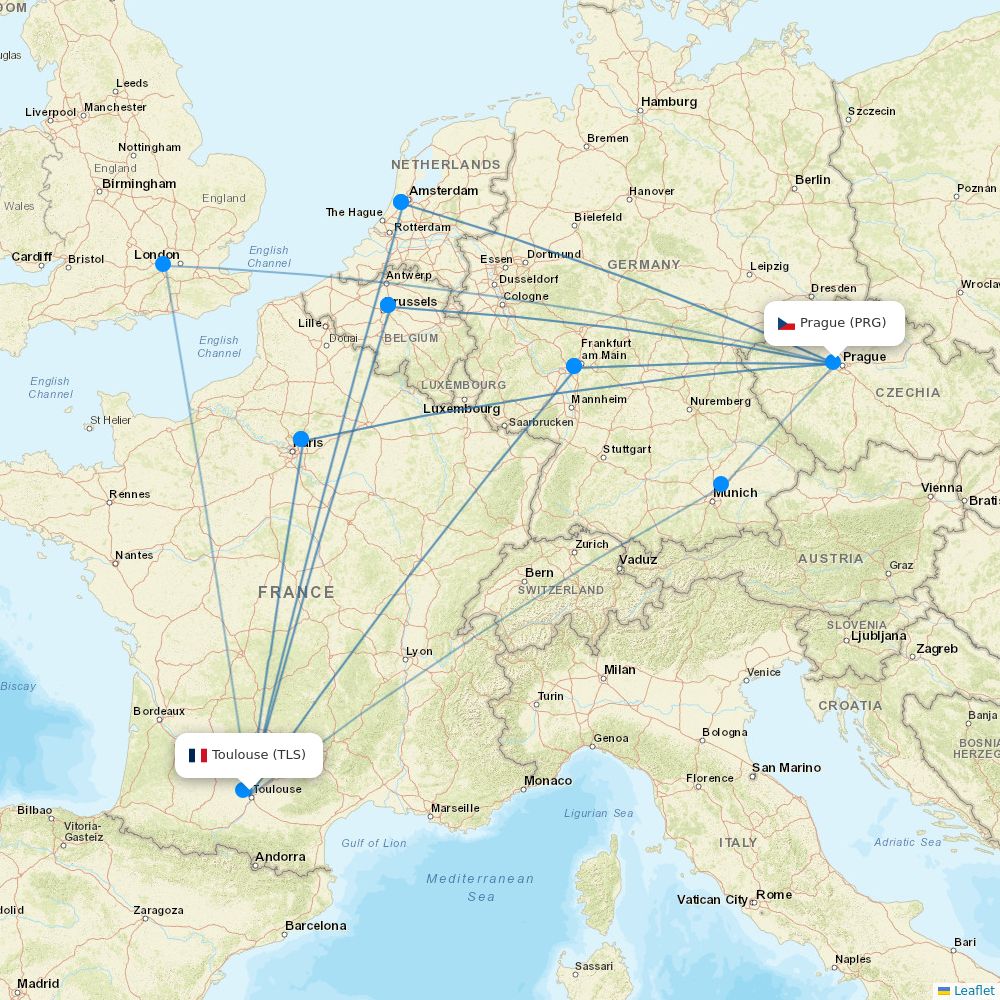 SmartWings airline routes (QS) 2025, map Flight Routes
