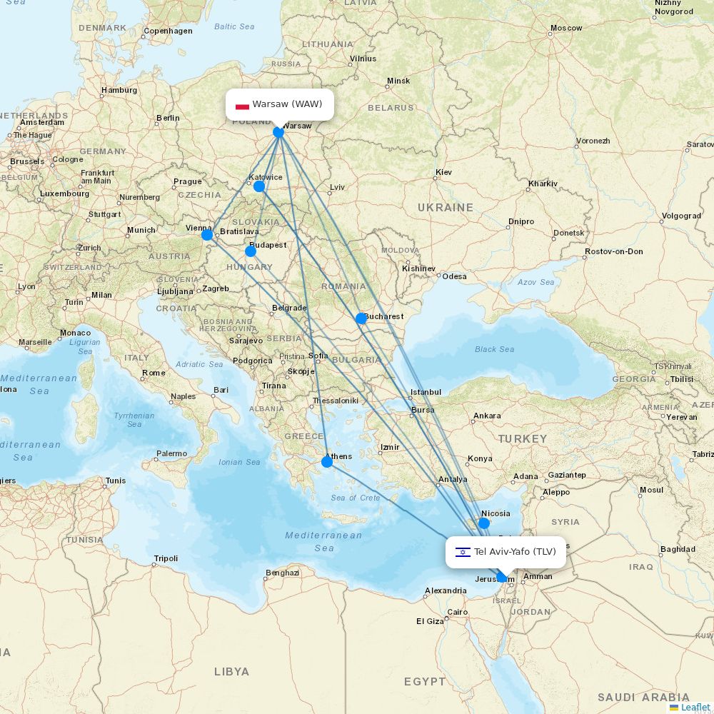 LOT - Polish Airlines flights between Tel Aviv-Yafo and Warsaw