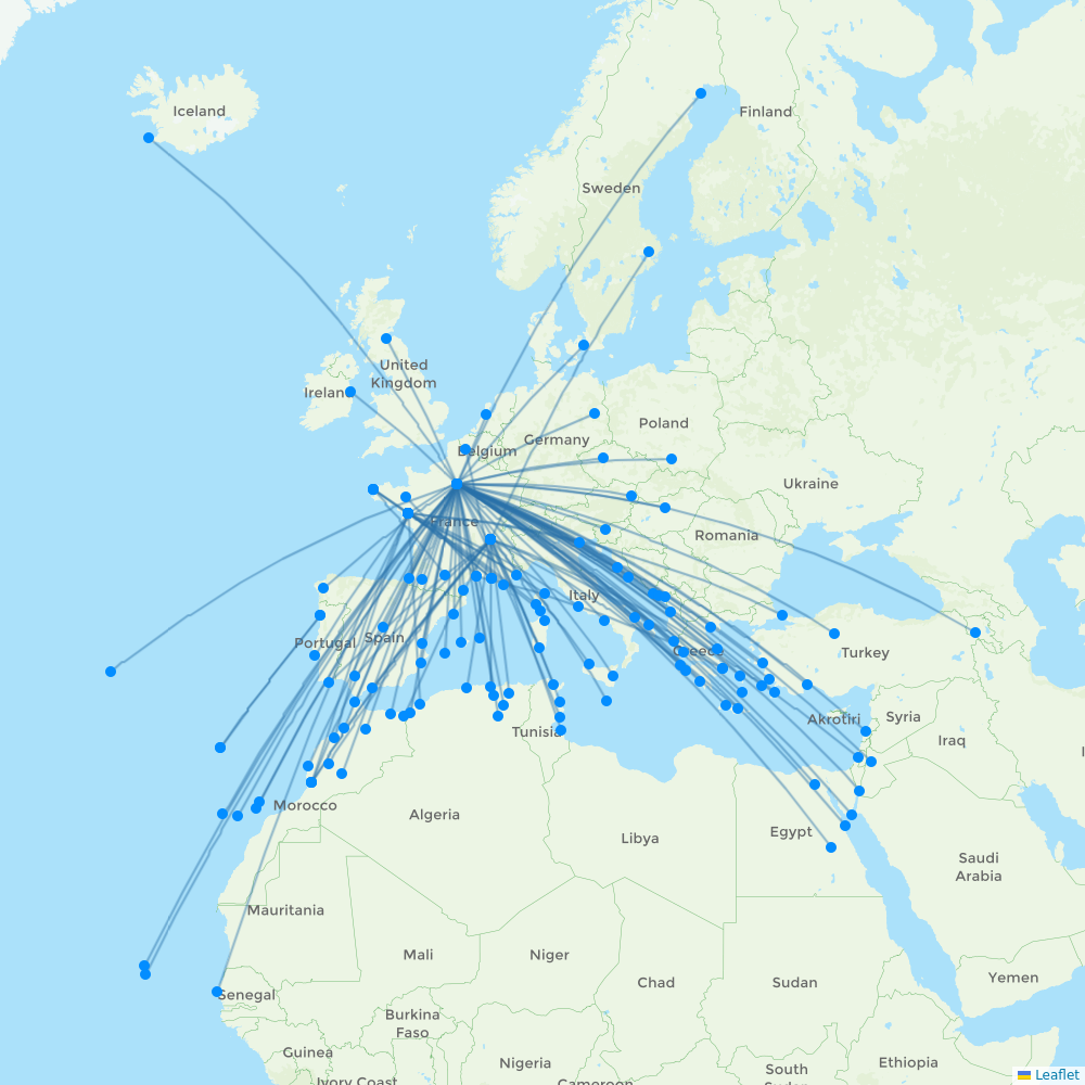 Transavia France destination map