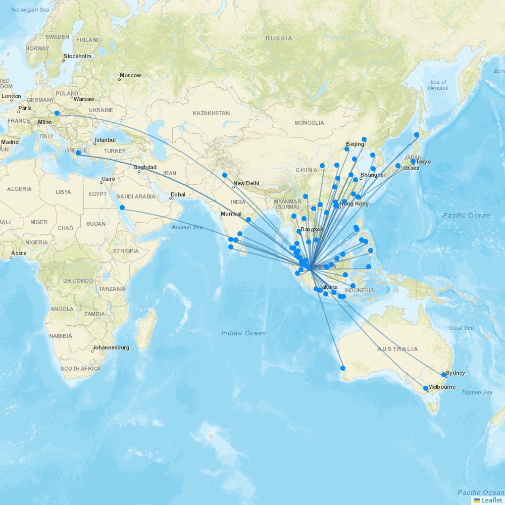Scoot Airline Routes TR 2025 Map Flight Routes