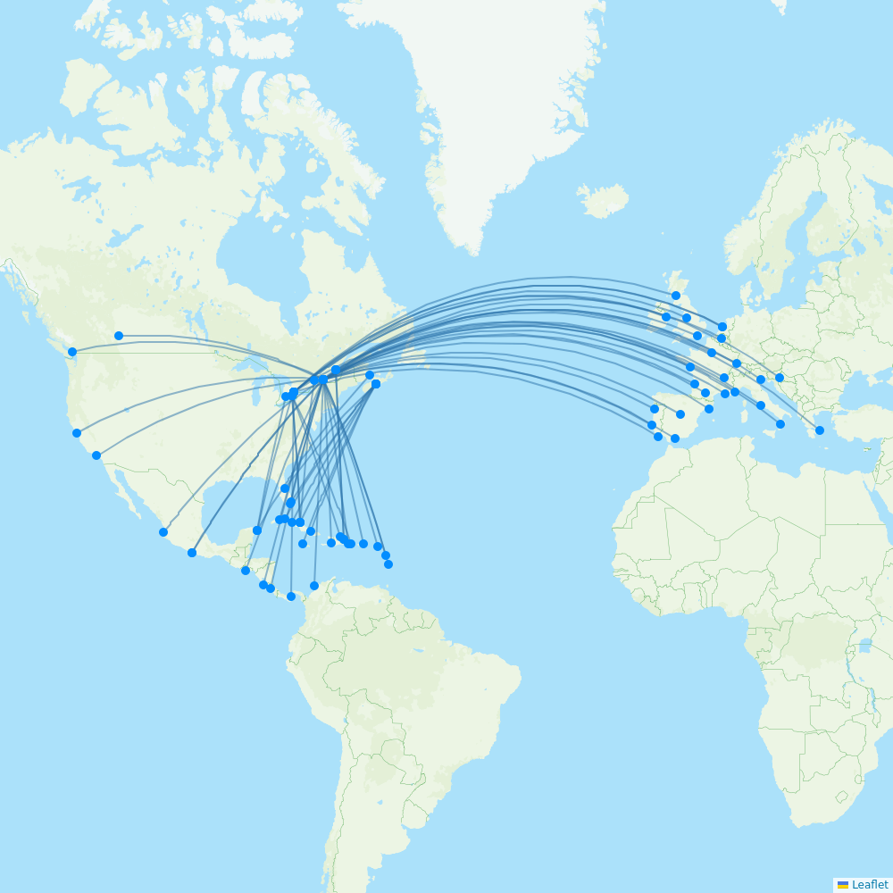 Air Transat destination map