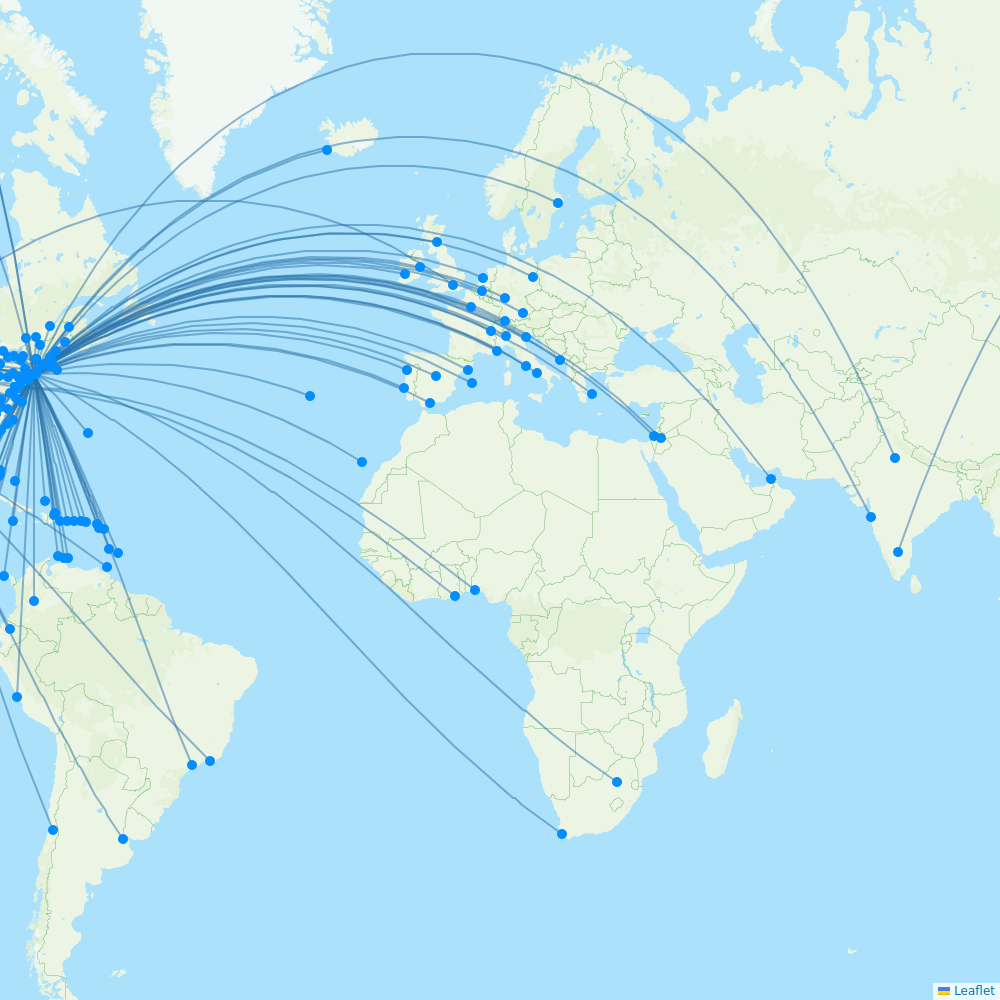 United Airlines destination map