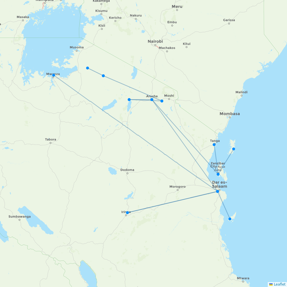 Auric Air destination map