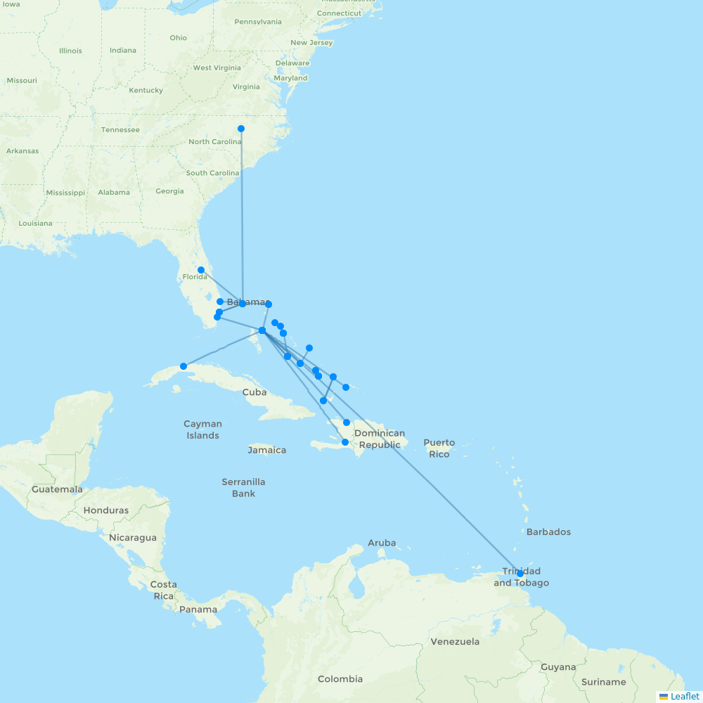 Bahamasair destination map