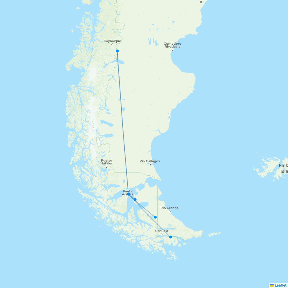 Aerovías DAP destination map