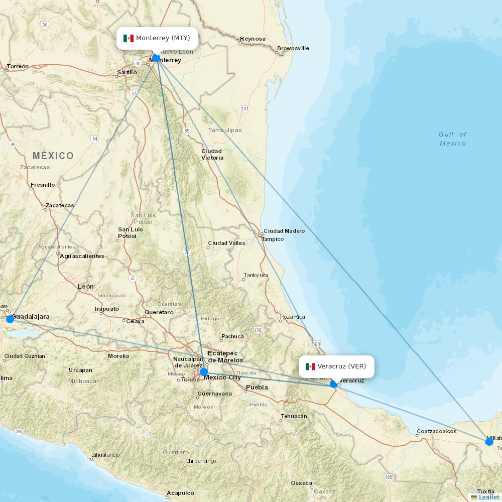 Viva Routes Viva Aerobus routes 2026 – map with all flights - Flight Routes