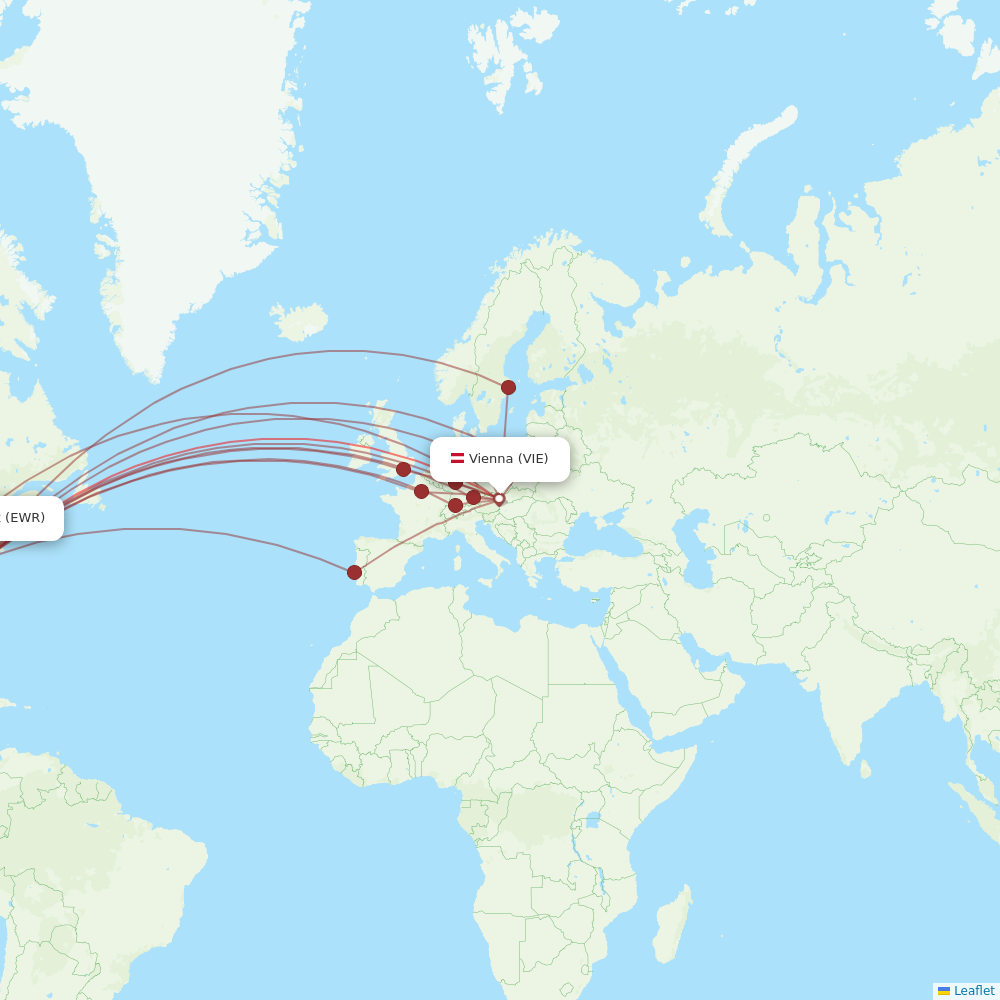 Flights from Vienna to Newark, VIE to EWR - Flight Routes