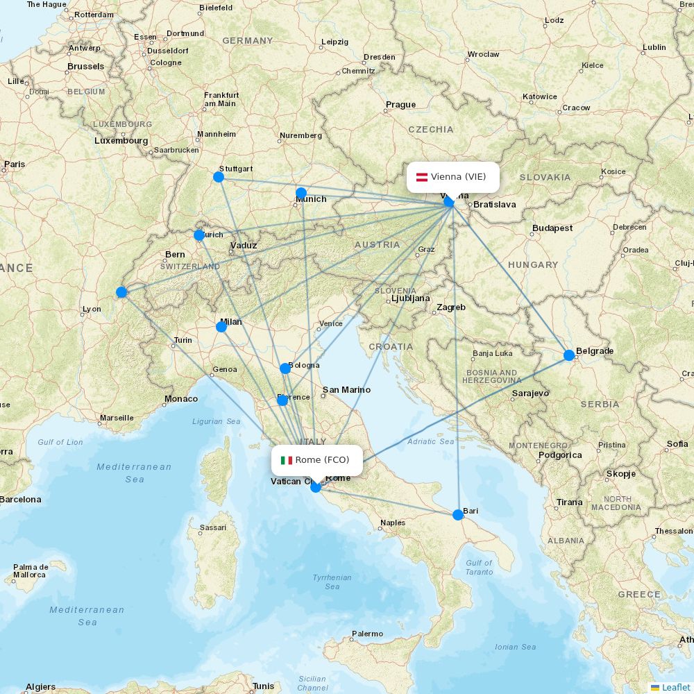 Austrian Airlines routes 2026 – map with all flights - Flight Routes