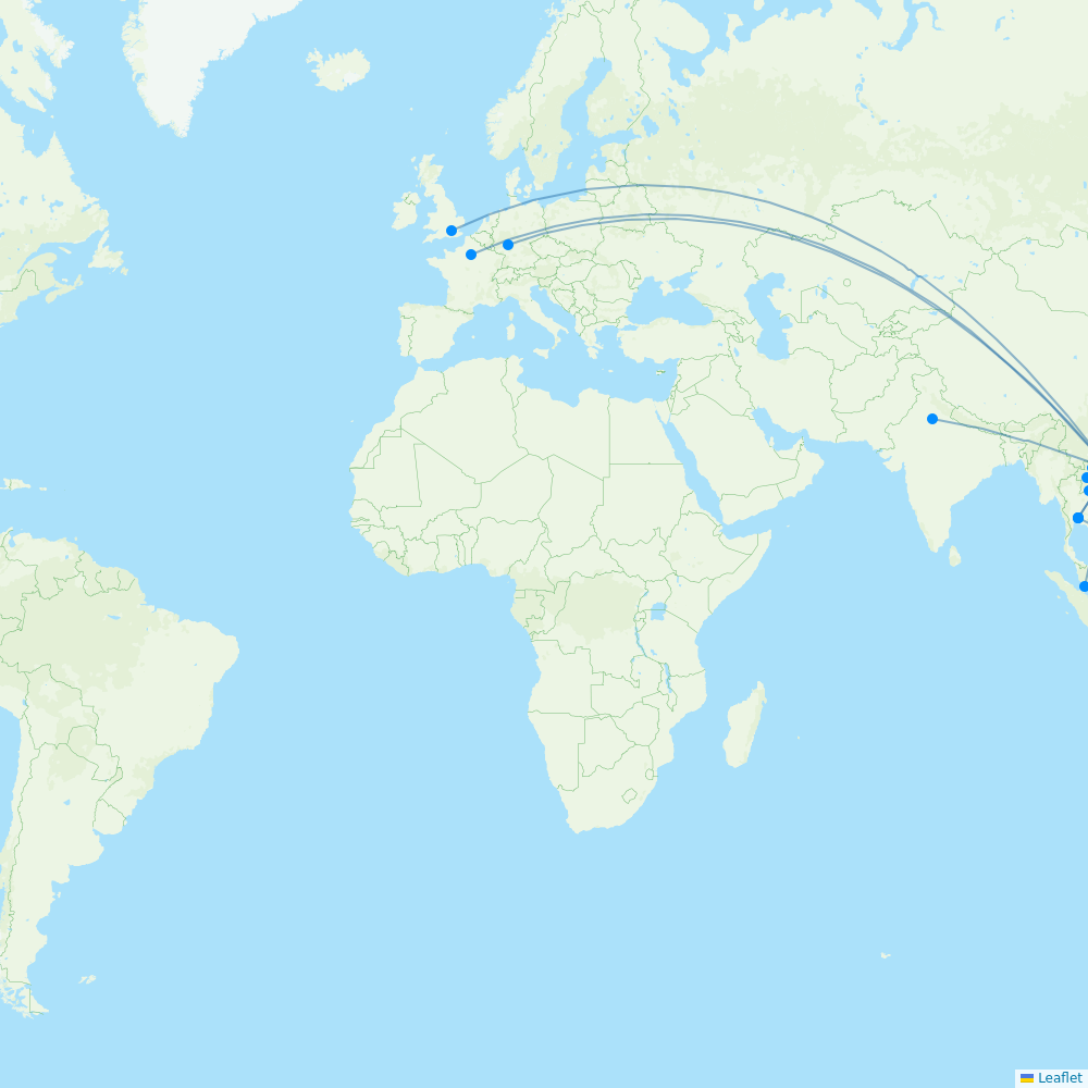 Vietnam Airlines destination map