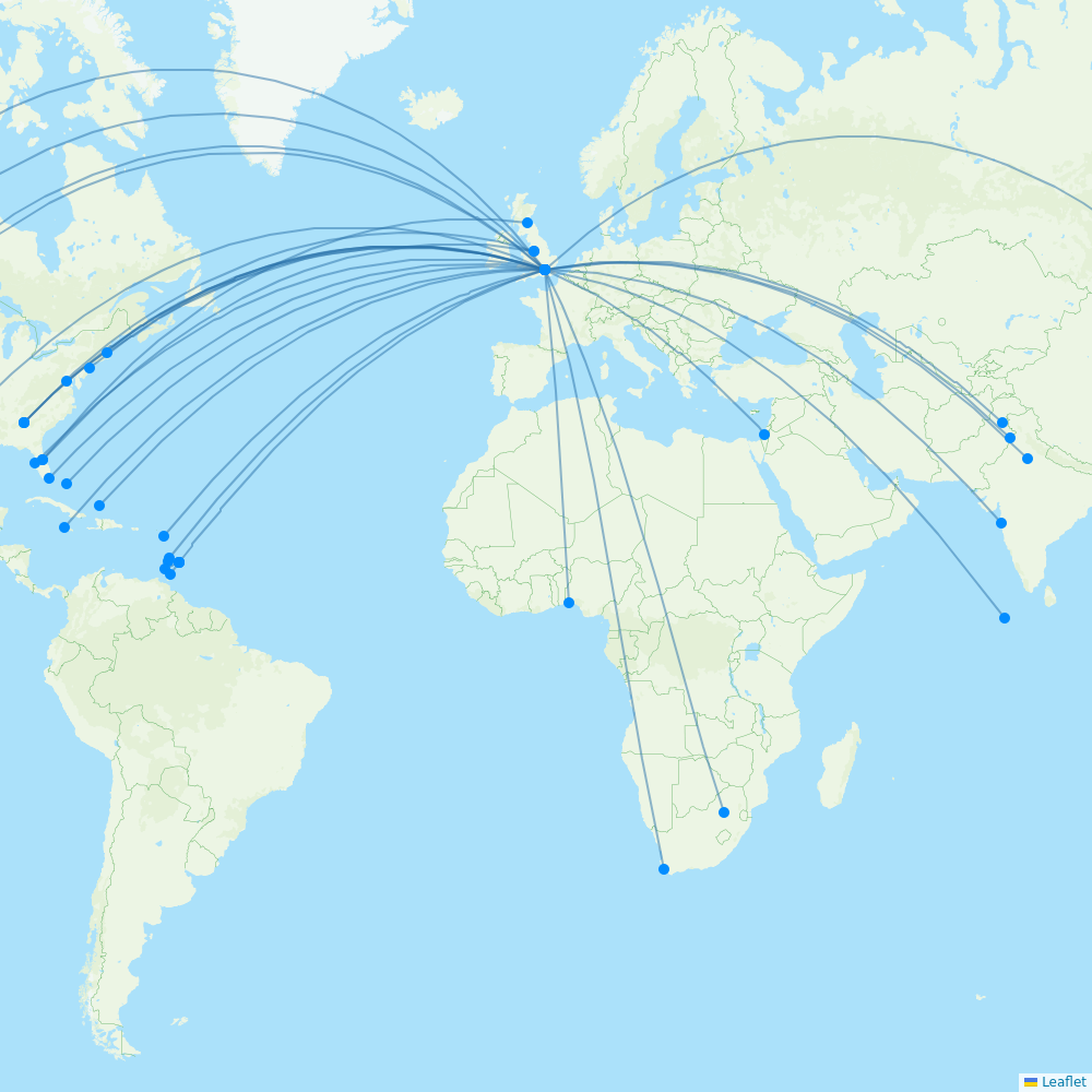 Virgin Atlantic routes 2024 map with all flights Flight Routes