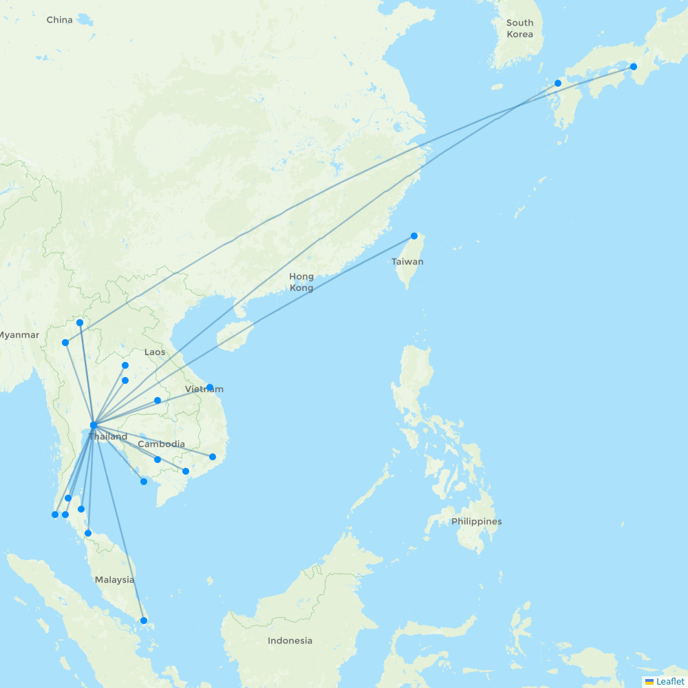 Thai Vietjet Air destination map