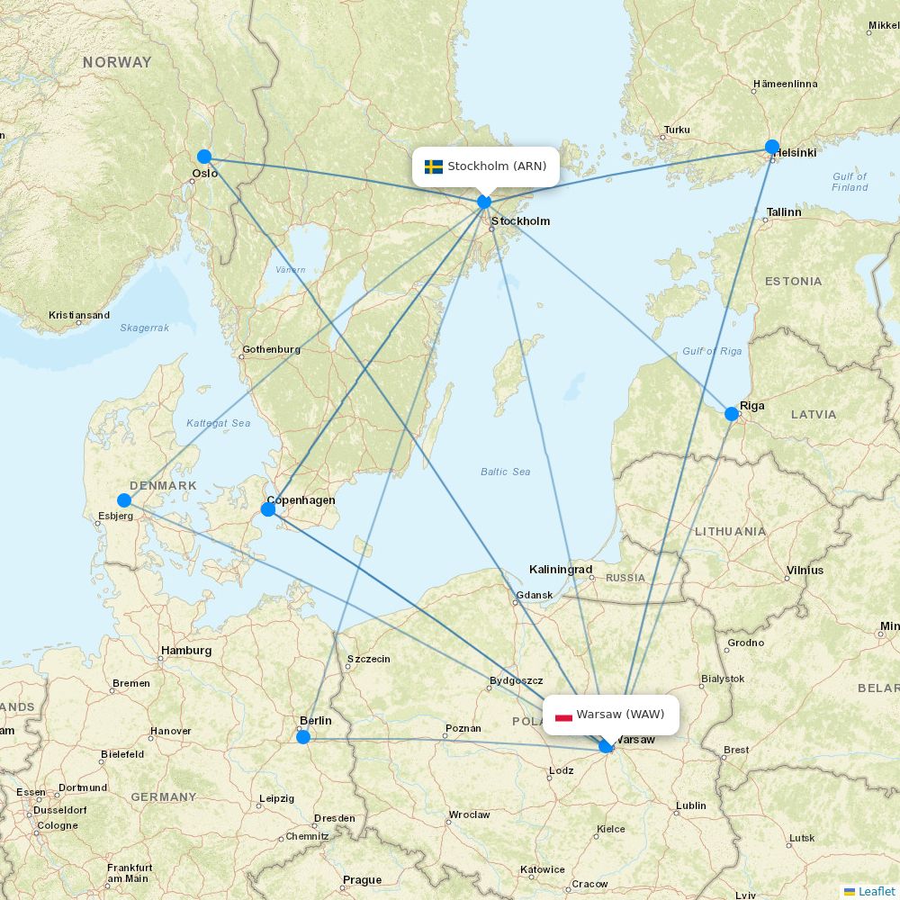 LOT - Polish Airlines flights between Warsaw and Stockholm