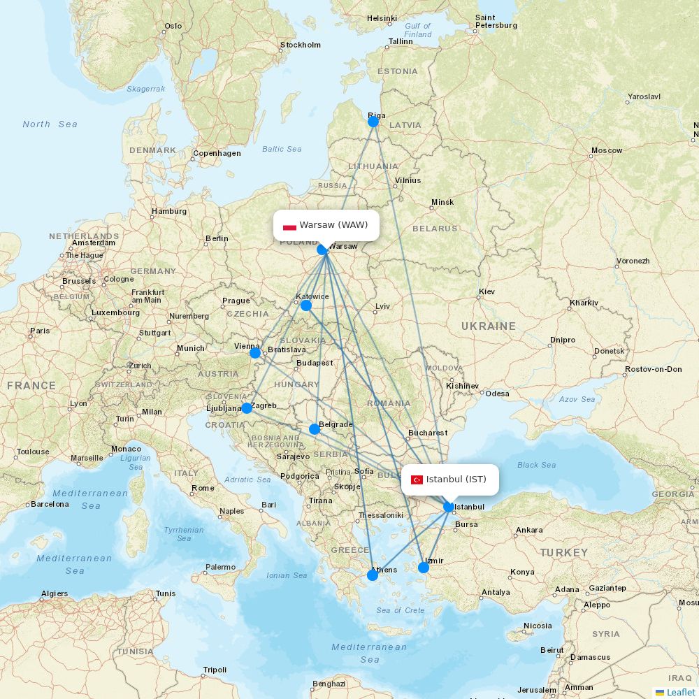 LOT - Polish Airlines flights between Warsaw and Istanbul