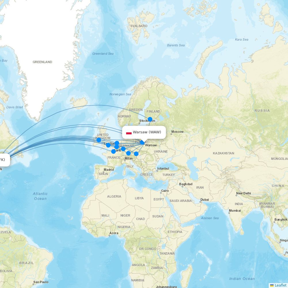 LOT - Polish Airlines flights between Warsaw and New York