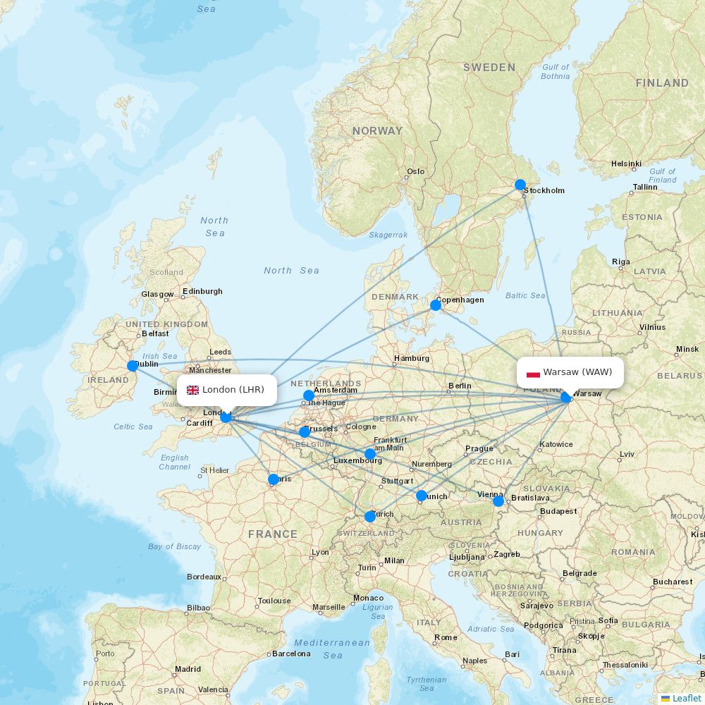 LOT - Polish Airlines flights between Warsaw and London